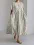 Women's Floral Pattern Short Sleeve Summer Dress Crew Neck Daily Casual Maxi Classic A-Line Dress