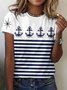 Women's Striped Short Sleeve Tee T-shirt Crew Neck Casual Summer Top