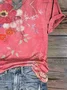 Women's Floral Short Sleeve Tee T-shirt V Neck Printing Casual Summer Graphic Tee Top