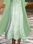 Women Floral Printing Two-Piece Set Daily Three Quarter Sleeve Casual Spring/Fall Dress With Coat Matching Set