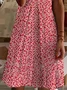 Women's Floral Short Sleeve Summer Printing Dress V Neck Daily Casual Knee Length T-Shirt Dress H-Line Dress