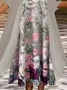 Women Floral Printing Two-Piece Set Daily Three Quarter Sleeve Casual Spring/Fall Dress With Coat Matching Set
