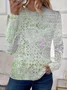 Women's Floral Long Sleeve Tee T-shirt Crew Neck Printing Casual Spring/Fall Graphic Tee Top