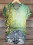 Women's Floral Short Sleeve Tee T-shirt V Neck Printing Casual Summer Graphic Tee Top