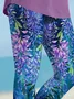Women's Floral Capris Elastic Waist Pant Casual Summer Trousers