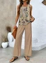 Women's Floral Printing Two-Piece Set Daily Sleeveless Casual Summer Top With Pants Matching Set