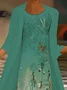 Women Floral Printing Two-Piece Set Daily Three Quarter Sleeve Casual Spring/Fall Dress With Coat Matching Set
