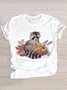 Women's Animal Short Sleeve Tee T-shirt Crew Neck Casual Summer Top