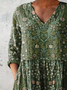 Women's Floral Half Sleeve Blouse_ Summer Printing V Neck Daily Casual Top