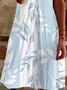Women's Floral Short Sleeve Summer Printing Dress V Neck Daily Casual Knee Length T-Shirt Dress H-Line Dress