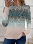 Women's Floral Long Sleeve Tee T-shirt Crew Neck Printing Casual Spring/Fall Graphic Tee Top