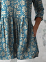 Women's Floral Half Sleeve Blouse_ Summer Printing V Neck Daily Casual Top