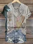 Women's Geometric Short Sleeve Tee T-shirt V Neck Casual Summer Top