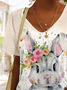 Women's Easter (rabbit) Short Sleeve Tee T-shirt V Neck Printing Casual Summer Graphic Tee Top