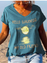 Women's Text Letters Short Sleeve Tee T-shirt V Neck Printing Casual Summer Graphic Tee Top