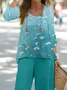 Women's Floral Printing Two-Piece Set Daily Long Sleeve Casual Spring/Fall Top With Pants Matching Set