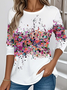 Women's 3D Printing Long Sleeve Tee T-shirt Crew Neck Vintage Spring/Fall Top
