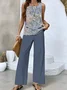 Women's Floral Two-Piece Set Daily Sleeveless Casual Summer Top With Pants Matching Set