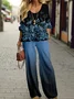 Women's Floral Printing Two-Piece Set Daily Long Sleeve Casual Spring/Fall Top With Pants Matching Set