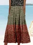Women Multicolor Block Sleeveless Summer Dress Crew Neck Daily Vintage Maxi Tank A-Line Dress
