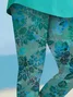 Women's Floral Capris Elastic Waist Pant Casual Summer Trousers