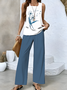 Women's Dandelion Two-Piece Set Daily Sleeveless Casual Summer Top With Pants Matching Set