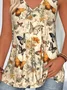 Women Sleeveless Tank Top Camisole Summer 3D Printing V Neck Daily Casual Top