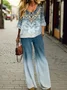 Women's Floral Printing Two-Piece Set Daily Long Sleeve Casual Spring/Fall Top With Pants Matching Set