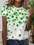 Women's Shamrock Short Sleeve Tee T-shirt Crew Neck Printing Casual Summer Graphic Tee Top
