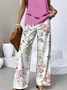 Women's Floral Two-Piece Set Daily Sleeveless Casual Summer Top With Pants Matching Set