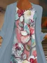 Women Floral Printing Two-Piece Set Daily Three Quarter Sleeve Casual Spring/Fall Dress With Coat Matching Set
