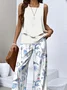 Women's Floral Two-Piece Set Daily Sleeveless Casual Summer Top With Pants Matching Set