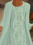Women Striped Two-Piece Set Daily Three Quarter Sleeve Casual Spring/Fall Dress With Coat Matching Set