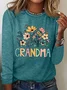 Women's Text Letters Long Sleeve Blouse_ Spring/Fall Crew Neck Daily Casual Top