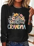 Women's Text Letters Long Sleeve Blouse_ Spring/Fall Crew Neck Daily Casual Top