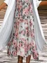 Women Floral Printing Two-Piece Set Daily Three Quarter Sleeve Casual Spring/Fall Dress With Coat Matching Set