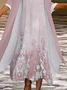 Women Floral Printing Two-Piece Set Daily Three Quarter Sleeve Casual Spring/Fall Dress With Coat Matching Set