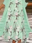 Women Floral Printing Two-Piece Set Daily Three Quarter Sleeve Casual Spring/Fall Dress With Coat Matching Set
