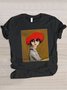 Women's Painting Short Sleeve Tee T-shirt Crew Neck Casual Summer Top