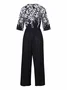 Women's Gradient Pattern V Neck Half Sleeve Vintage Summer Jumpsuit