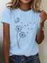 Women Dandelion Short Sleeve Tee T-shirt Crew Neck Casual Summer Top