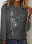 Women's Text Letters Long Sleeve Blouse_ Spring/Fall Crew Neck Daily Casual Top