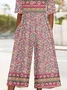 Women's Ethnic V Neck Half Sleeve Vintage Summer Jumpsuit