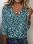Women's Floral Long Sleeve Tee T-shirt V Neck Printing Casual Spring/Fall Graphic Tee Top