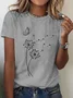 Women Dandelion Short Sleeve Tee T-shirt Crew Neck Casual Summer Top