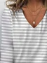 Women's Striped Long Sleeve Tee T-shirt V Neck Printing Casual Spring/Fall Graphic Tee Top