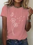 Women Dandelion Short Sleeve Tee T-shirt Crew Neck Casual Summer Top