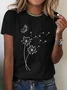 Women Dandelion Short Sleeve Tee T-shirt Crew Neck Casual Summer Top