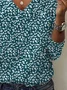 Women's Floral Long Sleeve Tee T-shirt V Neck Printing Casual Spring/Fall Graphic Tee Top