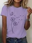 Women Dandelion Short Sleeve Tee T-shirt Crew Neck Casual Summer Top